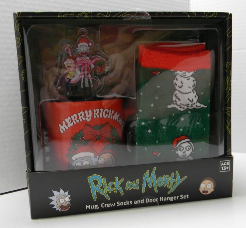 WB Rick and Morty Gift Set Mug Sock Ornament Adult Swim NIB